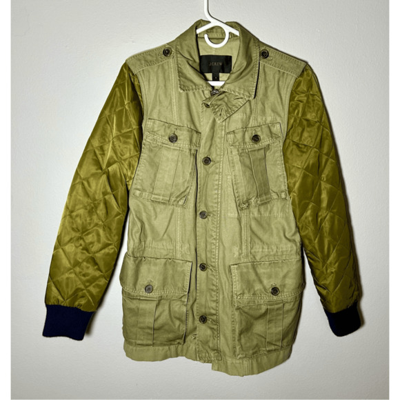 J. Crew Boyfriend Fatigue Women’s Quilted Utility Jacket Camo Green Sz Small - Picture 3 of 7